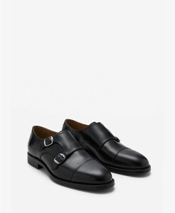 �}���S �����Y �V���[�Y �X�j�[�J�[ ���U�[ MANGO Men's Double Buckleather Shoes Black �u���b�N