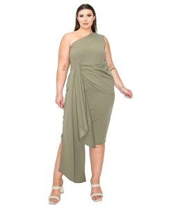 ���u�h ���f�B�[�X �g�b�v�X �����s�[�X �h���[�v���X�T�C�Y L I V D Plusizesme Front Draped Sash Dress Dark sage �Z�[�W