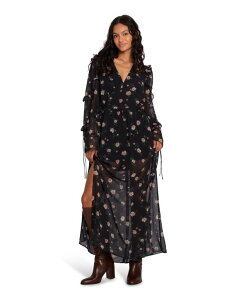 �x���A���h�u���[�� ���f�B�[�X �g�b�v�X �����s�[�X �t�����[�� �}�L�V �t�����[ Belle & Bloom Women's Come As You Are Floral Maxi Dress Black �u���b�N