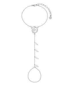 �G�e�B�J ���f�B�[�X �A�N�Z�T���[ �u���X���b�g�E�o���O���E�A���N���b�g ETTIKAura Mother of Pearl Hand Chain Silver �V���o�[