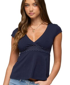 �A�f�B�N�e�b�h ���f�B�[�X �g�b�v�X �V���c �h�b�g�� V�l�b�N �h�b�g Edikted Women's Indygo Polka Dot V Neck Top Navy �l�C�r�[