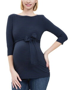 �L�~�A���h�J�C ���f�B�[�X �g�b�v�X �V���c �}�^�j�e�B kimi + kai Maternity Striped Boat Neck Top Navy �l�C�r�[