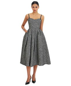�~�X�T�[�N�� ���f�B�[�X �g�b�v�X �����s�[�X �w���J�� �~�f�B �c�C�[�h Miss Circle Women's Katalina Tweed Backless Midi Dress Black and white �z���C�g