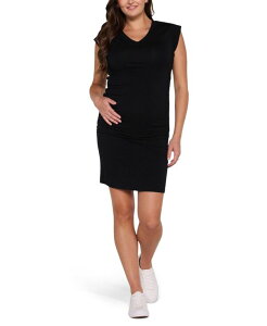 �}�U�[�t�b�h�}�^�j�e�B�[ ���f�B�[�X �g�b�v�X �����s�[�X V�l�b�N �~�j Motherhood Maternity Motherhood Muscle Sleeve V-Neck Mini Dress Black �u���b�N