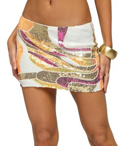�A�f�B�N�e�b�h ���f�B�[�X �{�g���X�J�[�g �~�j �X�p���R�[�� Edikted Women's Kamryn Abstract Sequin Mini Skirt Mix