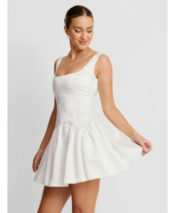 �V�b�N�X�X�g�[���[�Y ���f�B�[�X �g�b�v�X �����s�[�X �~�j �m�[�X���[�u Six Stories Women'scoop Neck Sleevelesskater Mini Dress White �z���C�g