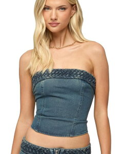 �A�f�B�N�e�b�h ���f�B�[�X �g�b�v�X �V���c �X�g���b�v���X �f�j�� Edikted Women's Braidey Strapless Denim Top Blue-washed �u���[