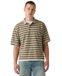 ���[�o�C�X �����Y �g�b�v�X �|���V���c Levi's Men'striped Pattern Boxy Polo Shirt Khaki �J�[�L