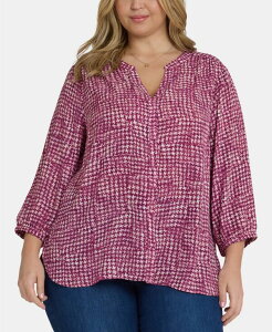 �G�k���C�f�B�[�W�F�C ���f�B�[�X �g�b�v�X �V���c �v���X�T�C�Y NYDJ Plusize Pintuck Split Neck Top Chamarande