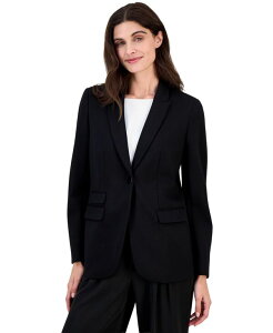 �A���N���C�� ���f�B�[�X �A�E�^�[ �W���P�b�g�E�u���]�� �v�` �u���U�[ Anne Klein Petite One-Button Triple Pocket Blazer Anne Black �u���b�N