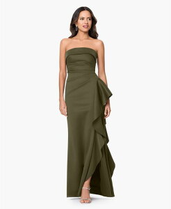 �G�X�P�[�v ���f�B�[�X �g�b�v�X �����s�[�X�g���b�v���X XSCAPE Women's Long Strapless Dress Olive �I���[�u