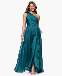 �G�X�P�[�v ���f�B�[�X �g�b�v�X �����s�[�X �h���[�v �����V�����_�[ �g�[�� XSCAPE Women's Metallic Draped One-Shoulder Gowneo Emerald �G�������h