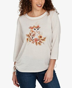 �A���t���b�h �_�i�[ ���f�B�[�X �g�b�v�X �V���c �v�` �j�b�g Alfredunner Petite Autumn Owl Knitop Tan Multi �^��