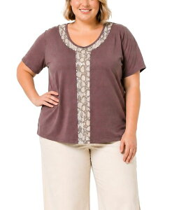 �R�C�� 1804 ���f�B�[�X �g�b�v�X �V���c V�l�b�N �v���X�T�C�Y ���b�V�� COIN 1804 Plusize Python Mesh Inset V-Neck Top Mauve
