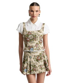 アヴェックレフィーユ レディース トップス シャツ Avec Les Filles Women'square Neck Top Taupe Floral トープ