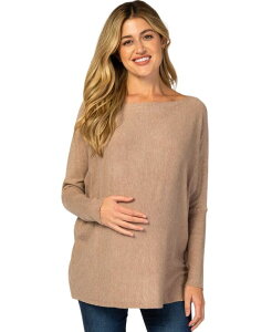 �s���N�u���b�V�� ���f�B�[�X �A�E�^�[ �j�b�g�E�Z�[�^�[ Pinkblush Women'soft Knit Boatneck Dolman Sleeve Sweater Mocha ���J