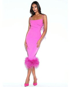 �~�X�T�[�N�� ���f�B�[�X �g�b�v�X �����s�[�X �}�L�V Miss Circle Women Fiona Fuchsia Feather Trim Bottomaxi Dress Fuchsia pink �s���N