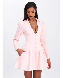 �~�X�T�[�N�� ���f�B�[�X �g�b�v�X �����s�[�X �~�j �V���c Miss Circle Women's Xabrina Macaron Pink Long Sleeve Shirt Mini Dress Pink �s���N
