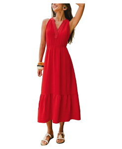 �J�b�v�V�[ ���f�B�[�X �g�b�v�X �����s�[�X �}�L�V Cupshe Women's Under the Setting Sun Maxi Beach Dress Red ���b�h