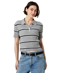 �t�����`�R�l�N�V���� ���f�B�[�X �A�E�^�[ �j�b�g�E�Z�[�^�[ French Connection Women's Mason Knit Varsity Colla red Stripe Sweater Medium Gray �O���[