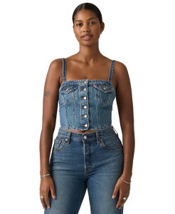 ���[�o�C�X ���f�B�[�X �g�b�v�X �V���c �m�[�X���[�u �f�j�� Levi's Premium Women'sleeveless Denim Tube Top All Over Blue �u���[