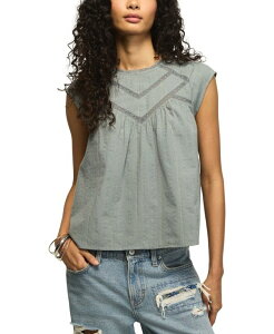���b�L�[�u�����h ���f�B�[�X �g�b�v�X �V���c �N���[�l�b�N ���[�X Lucky Brand Women's Crewneck Lace Yoke Flutter Top Trooper