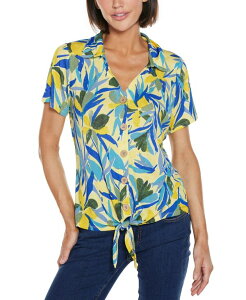 �x���f�B�[�j ���f�B�[�X �g�b�v�X �V���c �j�b�g Belldini Women's Tropical Tie Front Knitop Tropical Yellow �C�G���[