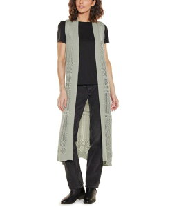 �x���f�B�[�j ���f�B�[�X �A�E�^�[ �j�b�g�E�Z�[�^�[ �m�[�X���[�u �J�[�f�B�K�� Belldini Women's Pointelle Sleeveless Duster Cardigan Sweater Sage �Z�[�W
