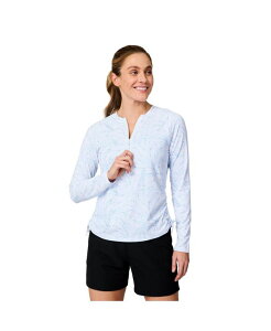 �t���[ �J���g���[ ���f�B�[�X �g�b�v�X �V���c �n�[�t�W�b�v Free Country Women'sunFree Quarter Zip UPF Sunshirtidal swirl white �z���C�g