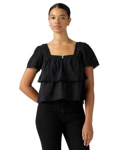 ���[�o�C�X ���f�B�[�X �g�b�v�X �V���c ���� �R�b�g�� ���[�X Levi's Premium Women's Cotton-Blend Short-Sleeve Lace Top Anthracite Night