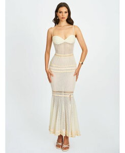 �~�X�T�[�N�� ���f�B�[�X �g�b�v�X �����s�[�X ���[�X�g���� ���[�X �}�L�V Miss Circle Women's Pallas Beige Lace Trim Crochet Mermaid Maxi Dress Beige �x�[�W��