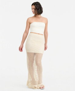 �o�[�X���[ ���f�B�[�X �{�g���X�J�[�g �t�����W Bar III Women's Net Fringe-Hem Skirt Egret