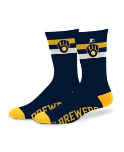 �X�^�[�^�[ �����Y �A���_�[�E�F�A �C�� Starter Men's and Women's Milwaukee Brewers Team Color Two-Stripe Crew Socks Navy �l�C�r�[