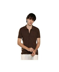 �L�����p�X�X�g�� �����Y �g�b�v�X �V���c �j�b�g Campusutra Men's Taupe Brown Rhombus-Textu red Knit Shirt Brown �u���E��