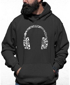 エルエーポップアート メンズ パーカー・スウェット アウター Men's Music Note Headphones Word Art Hooded Sweatshirt Gray