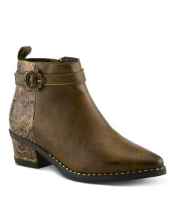 �����e�B�X�e ���f�B�[�X �V���[�Y �u�[�c�E���C���u�[�c �A���N�� ���U�[ L'Artiste L`Artiste Women's Leather Ankle Boot With Zipper Closure Cushioned Insole Faux Fur Lining Olive green �O���[��