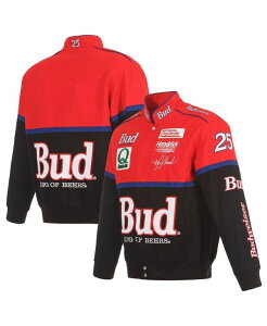 JH �f�U�C�� �����Y �A�E�^�[ �W���P�b�g�E�u���]�� JH Design Men's Black/Red Ken Schrader Bud King of Beers Twill Driver Uniform Full-Snap Jacket Black Red �u���b�N