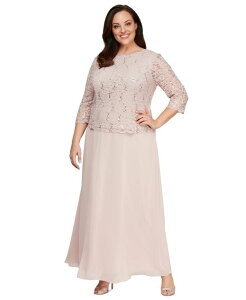 �A���b�N�X�C�u�j���O�X ���f�B�[�X �g�b�v�X �����s�[�X�p���R�[�� ���[�X Alex Evenings Women'sequin Embellished Lace Top Gown Shell Pink �s���N