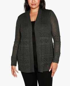 �x���f�B�[�j ���f�B�[�X �A�E�^�[ �j�b�g�E�Z�[�^�[ �J�[�f�B�K�� Belldini Women's Pointelle Long Sleeves Open Cardigan Sweater Heather Charcoal �`���R�[��