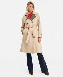 �����h���t�H�O ���f�B�[�X �A�E�^�[ �R�[�g London Fog Women's Plaid-Collar Belted Trench Coat Created for Macy's KHAKI �J�[�L