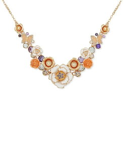 �Q�X ���f�B�[�X �A�N�Z�T���[ �l�b�N���X�E�`���[�J�[�E�y���_���g�g�b�v ���[�X GUESS Gold-Tone Mixed Color Stone Flower Statement Necklace 16 + 2 extender Gold �S�[���h