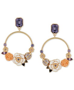 �Q�X ���f�B�[�X �A�N�Z�T���[ �s�A�X�E�C�������O GUESS Gold-Tone Mixed Color Stone Flower Front-Facing Drop Hoop Earrings Gold �S�[���h