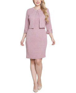 �j���[���[�N�R���N�V���� ���f�B�[�X �g�b�v�X �����s�[�X ���[�X �j�b�g NY Collection Women's Novelty Knit and Lace Dress 2 Piece Set Blush �u���b�V��
