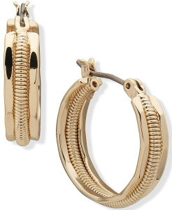 �A���N���C�� ���f�B�[�X �A�N�Z�T���[ �s�A�X�E�C�������O Anne Klein Gold-Tone Small Smooth & Textu red Triple-Row Hoop Earrings 0.75 Gold �S�[���h