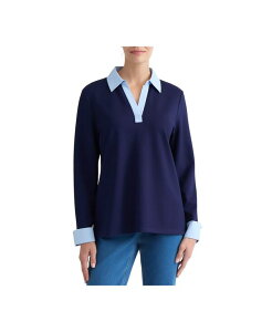 �W���[���Y�j���[���[�N ���f�B�[�X �g�b�v�X �V���c V�l�b�N Jones New York Women's V-Neck Twofer Topacific Navy/Morning Blue �l�C�r�[