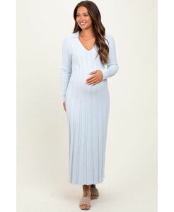 �s���N�u���b�V�� ���f�B�[�X �g�b�v�X �����s�[�X ���u �~�f�B �j�b�g �}�^�j�e�B Pinkblush Maternity Light Blue Wide Ribbed Knit Colla red Midi Dress Light blue �u���[
