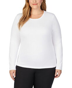 �N�h���h�b�Y ���f�B�[�X �g�b�v�X �V���c �N���[�l�b�N �v���X�T�C�Y ���� Cuddl Duds Plusize Climatesmart Long-Sleeve Crewneck Top White �z���C�g