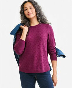 �X�^�C���A���h�R�[ ���f�B�[�X �A�E�^�[ �j�b�g�E�Z�[�^�[ �R�b�g�� Style & Co Women's Cotton Curved-Hem Sweater New Brickberry