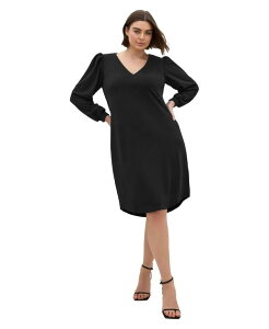 �V�e�B�[�V�b�N ���f�B�[�X �g�b�v�X �����s�[�X �~�f�B CITY CHIC Women's Quiero Long Sleeve Midi Dress Black �u���b�N