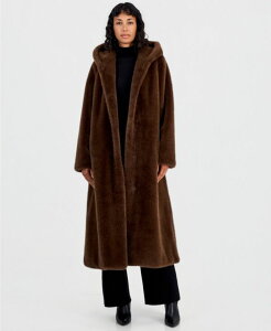 �W���[���Y�j���[���[�N ���f�B�[�X �A�E�^�[ �R�[�g �}�L�V Jones New York Women's Maxi Hooded Faux Fur Coatoffee